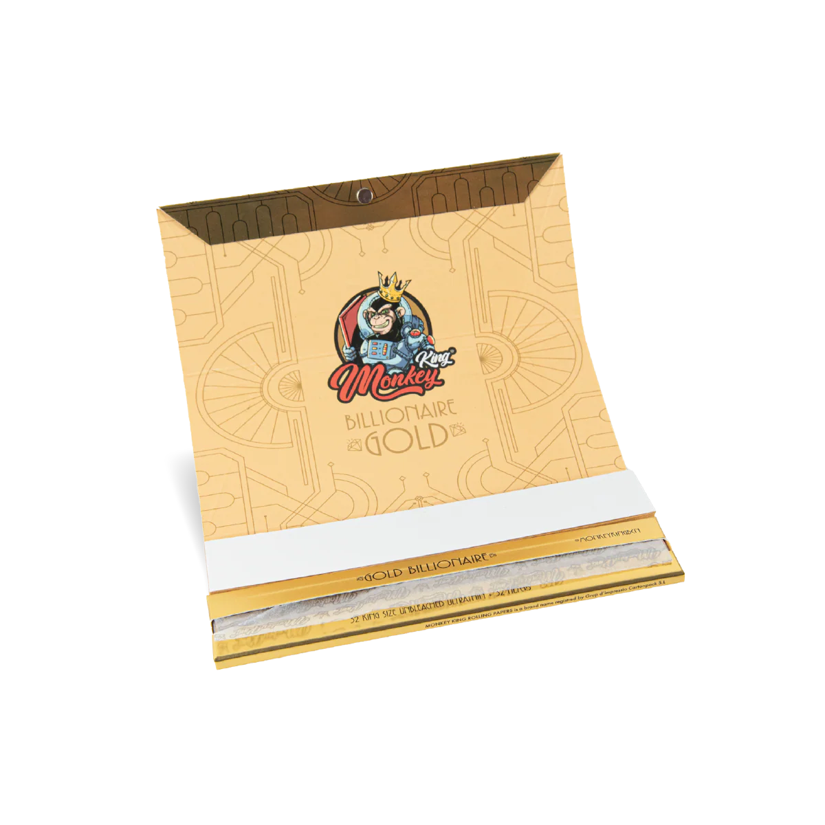 X1 Pack Monkey King Rolling Papers & Tips: Billionaire Gold XL - Extra Long - Image 2